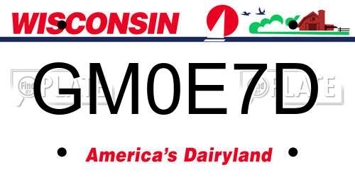 GM0E7D Wisconsin License Plate