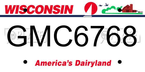 GMC6768 Wisconsin License Plate