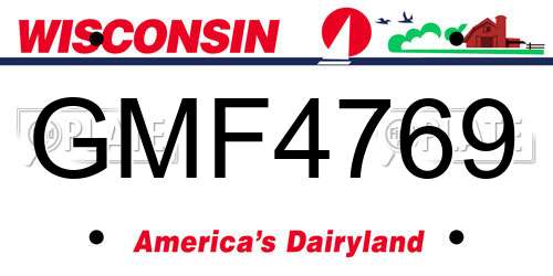 GMF4769 Wisconsin License Plate