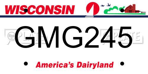 GMG245 Wisconsin License Plate