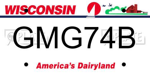 GMG74B Wisconsin License Plate