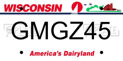 GMGZ45 Wisconsin License Plate