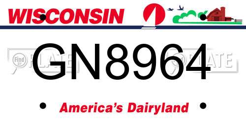 GN8964 Wisconsin License Plate