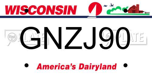 GNZJ90 Wisconsin License Plate
