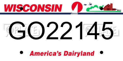 GO22145 Wisconsin License Plate