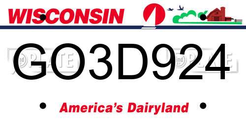 GO3D924 Wisconsin License Plate