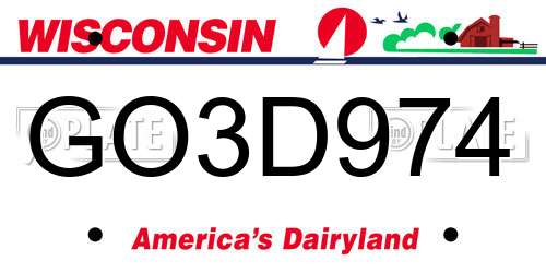GO3D974 Wisconsin License Plate