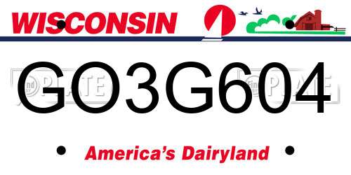 GO3G604 Wisconsin License Plate