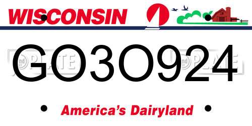GO3O924 Wisconsin License Plate