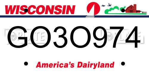 GO3O974 Wisconsin License Plate
