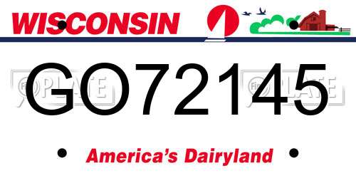GO72145 Wisconsin License Plate