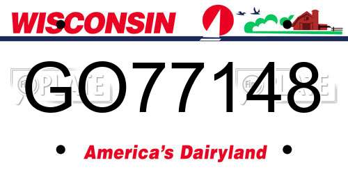 GO77148 Wisconsin License Plate