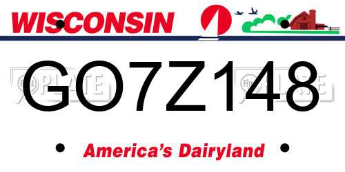 GO7Z148 Wisconsin License Plate