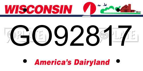 GO92817 Wisconsin License Plate