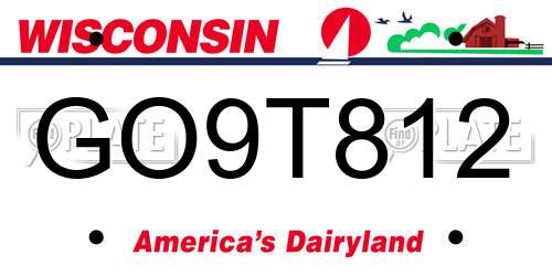 GO9T812 Wisconsin License Plate