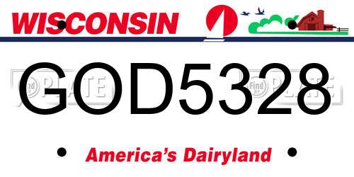 GOD5328 Wisconsin License Plate