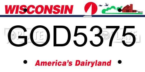 GOD5375 Wisconsin License Plate