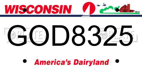 GOD8325 Wisconsin License Plate