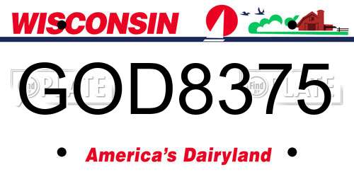 GOD8375 Wisconsin License Plate