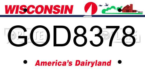 GOD8378 Wisconsin License Plate