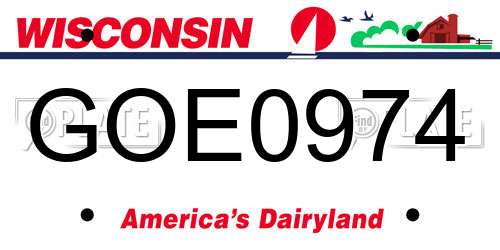 GOE0974 Wisconsin License Plate