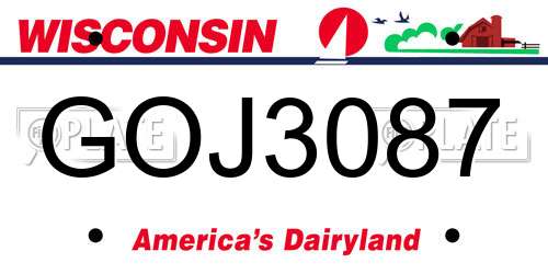 GOJ3087 Wisconsin License Plate