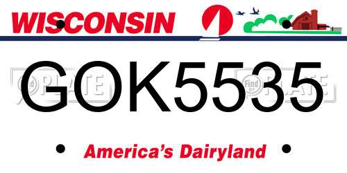 GOK5535 Wisconsin License Plate
