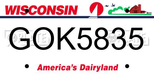 GOK5835 Wisconsin License Plate