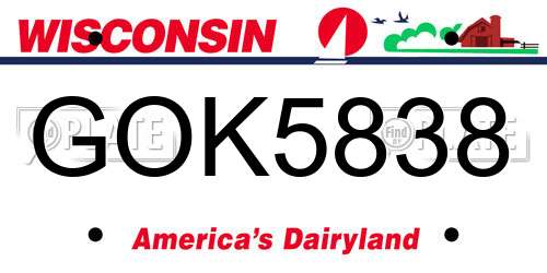 GOK5838 Wisconsin License Plate
