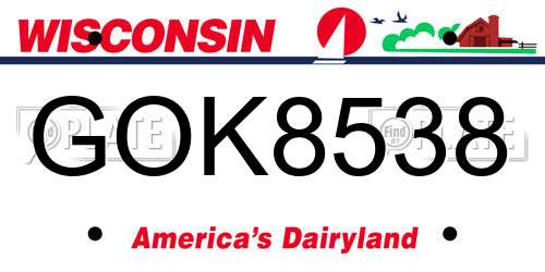 GOK8538 Wisconsin License Plate