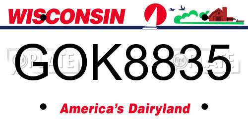 GOK8835 Wisconsin License Plate