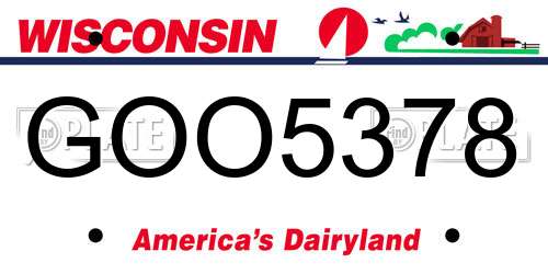 GOO5378 Wisconsin License Plate