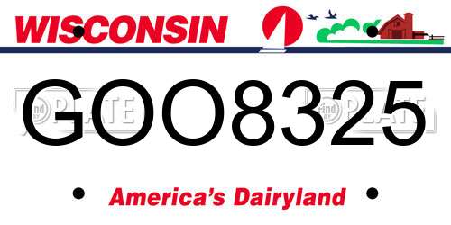GOO8325 Wisconsin License Plate