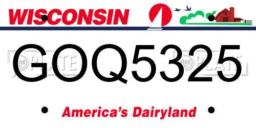 GOQ5325 Wisconsin License Plate