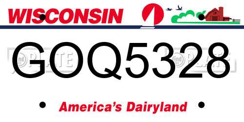 GOQ5328 Wisconsin License Plate