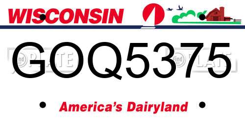 GOQ5375 Wisconsin License Plate