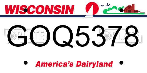 GOQ5378 Wisconsin License Plate