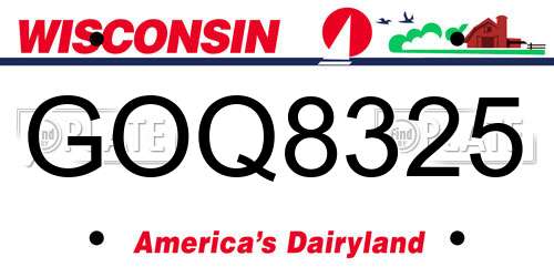 GOQ8325 Wisconsin License Plate