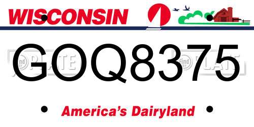GOQ8375 Wisconsin License Plate