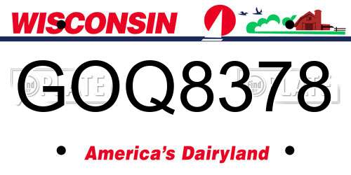 GOQ8378 Wisconsin License Plate