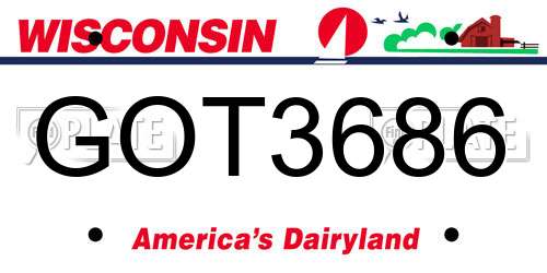 GOT3686 Wisconsin License Plate