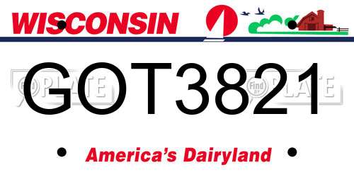 GOT3821 Wisconsin License Plate