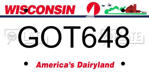 GOT648 Wisconsin License Plate