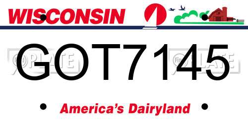 GOT7145 Wisconsin License Plate