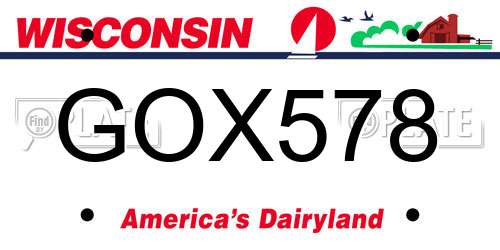 GOX578 Wisconsin License Plate