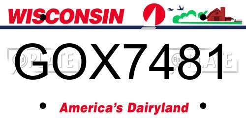GOX7481 Wisconsin License Plate