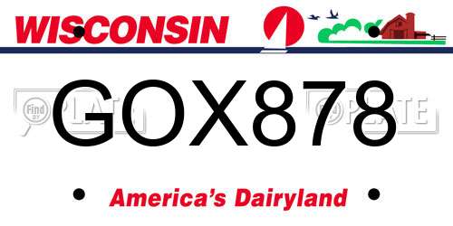 GOX878 Wisconsin License Plate