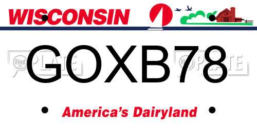 GOXB78 Wisconsin License Plate