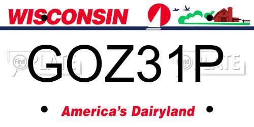 GOZ31P Wisconsin License Plate