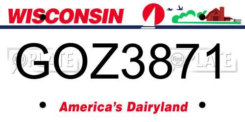 GOZ3871 Wisconsin License Plate
